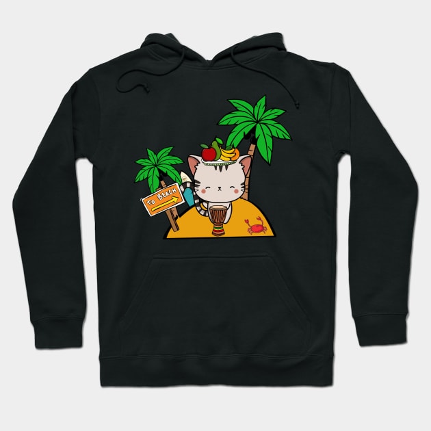 Funny tabby cat is on a deserted island Hoodie by Pet Station